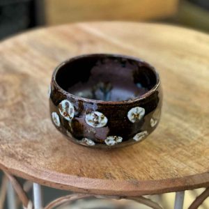 tazza chawan marrone pois